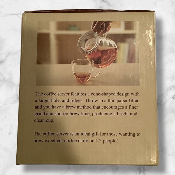 Hiware Coffee Server Heat-Proof Glass HISC600 Cone-Shaped Design No Top - Picture 2 of 10